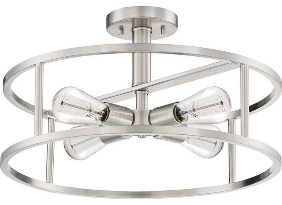 Quoizel NHR1718BN Four Light Semi-Flush Mount, Brushed Nickel Finish
