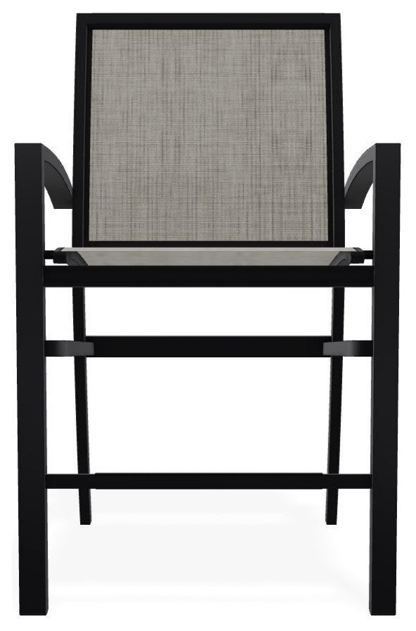 Kendall Sling Balcony Height Stackable Outdoor Stool, Smoke/Black