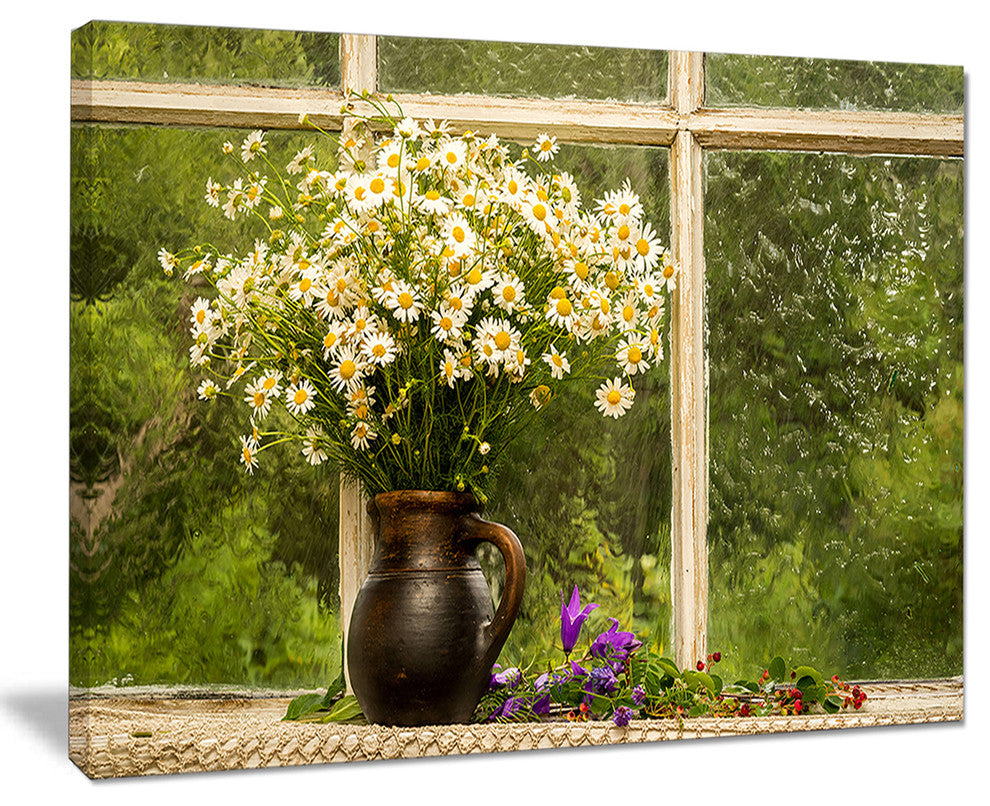 "Still Life Bouquet of Chamomiles" Modern Landscape Wall Art, 40"x30"