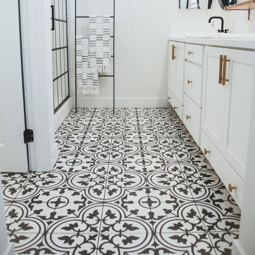 Arte Encaustic Porcelain Floor and Wall Tile, White