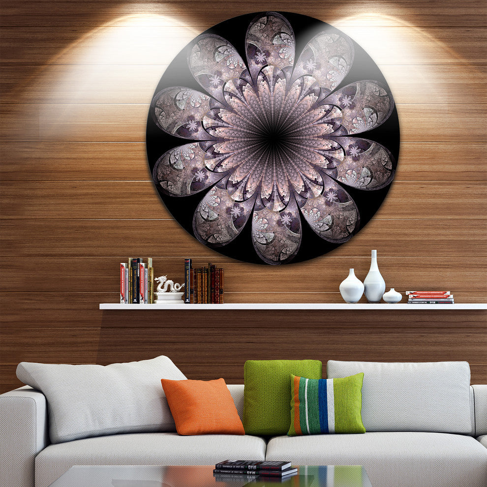 Dark Pink Digital Art Fractal Flower, Floral Round Wall Art, 36"