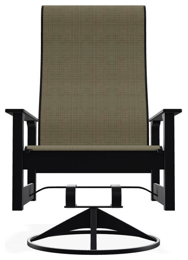 Leeward Sling Outdoor Swivel Rocker, Elevation Stone/Black