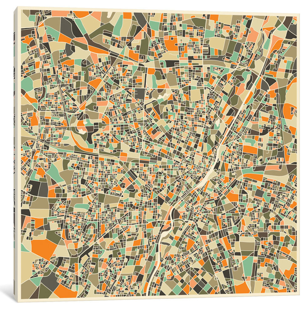 "Abstract City Map of Munich" by Jazzberry Blue, 37x37x1.5