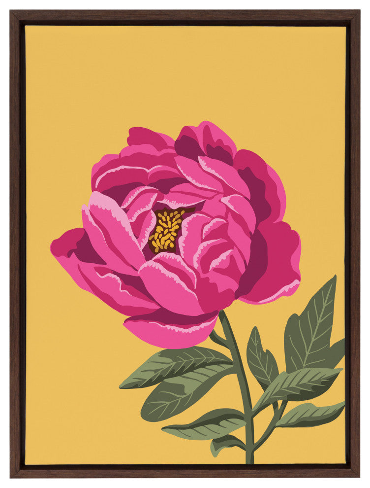 Sylvie Bright Peony Framed Canvas by Maria Filar, Brown 18x24