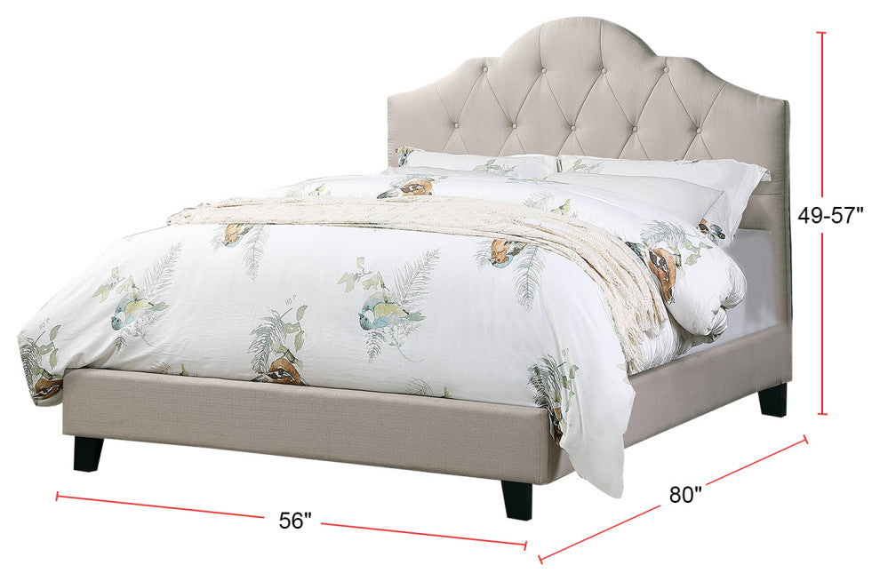 Fabric Upholstered Bed With Arch Back, Beige, Full