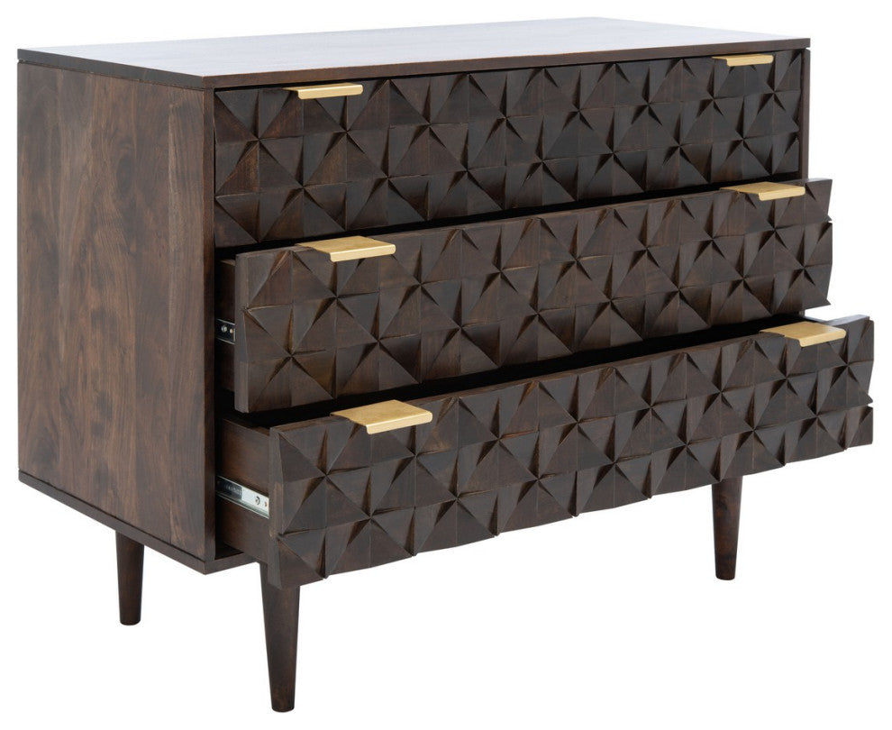 Safavieh Couture Zinnia 3 Drawer Chest Walnut
