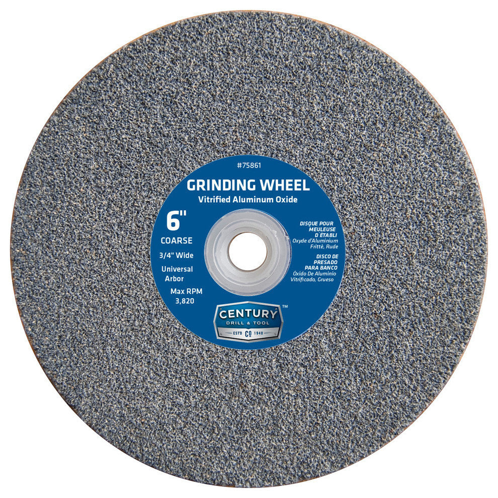 Century Drill and Tool Grinding Wheel, Coarse, 6"x3/4"