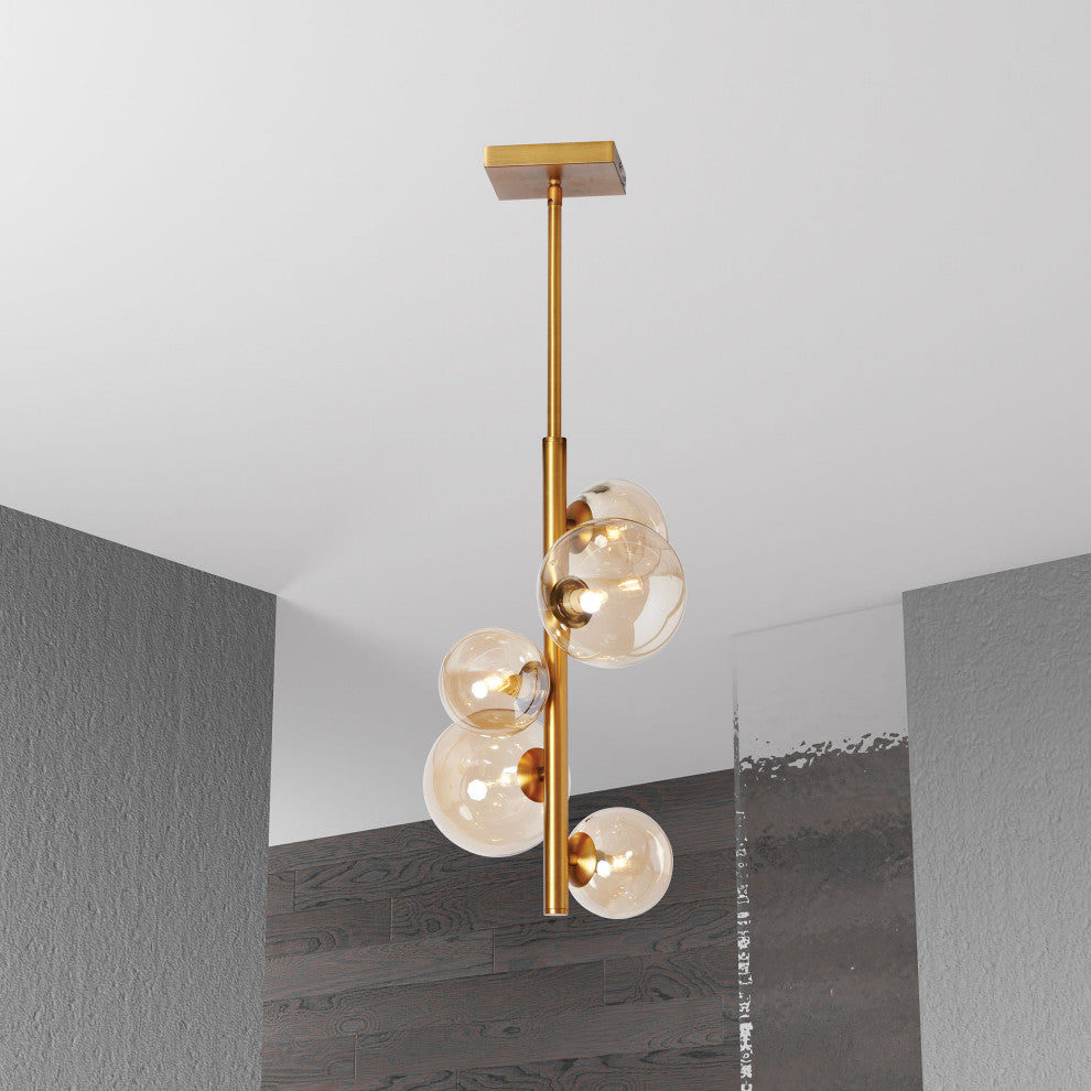 Gladius 13-Light Pendant, Matte Black and Vintage Bronze