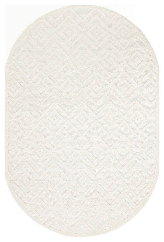 Nourison Versatile 6' x 9' Oval Ivory White Modern Rug
