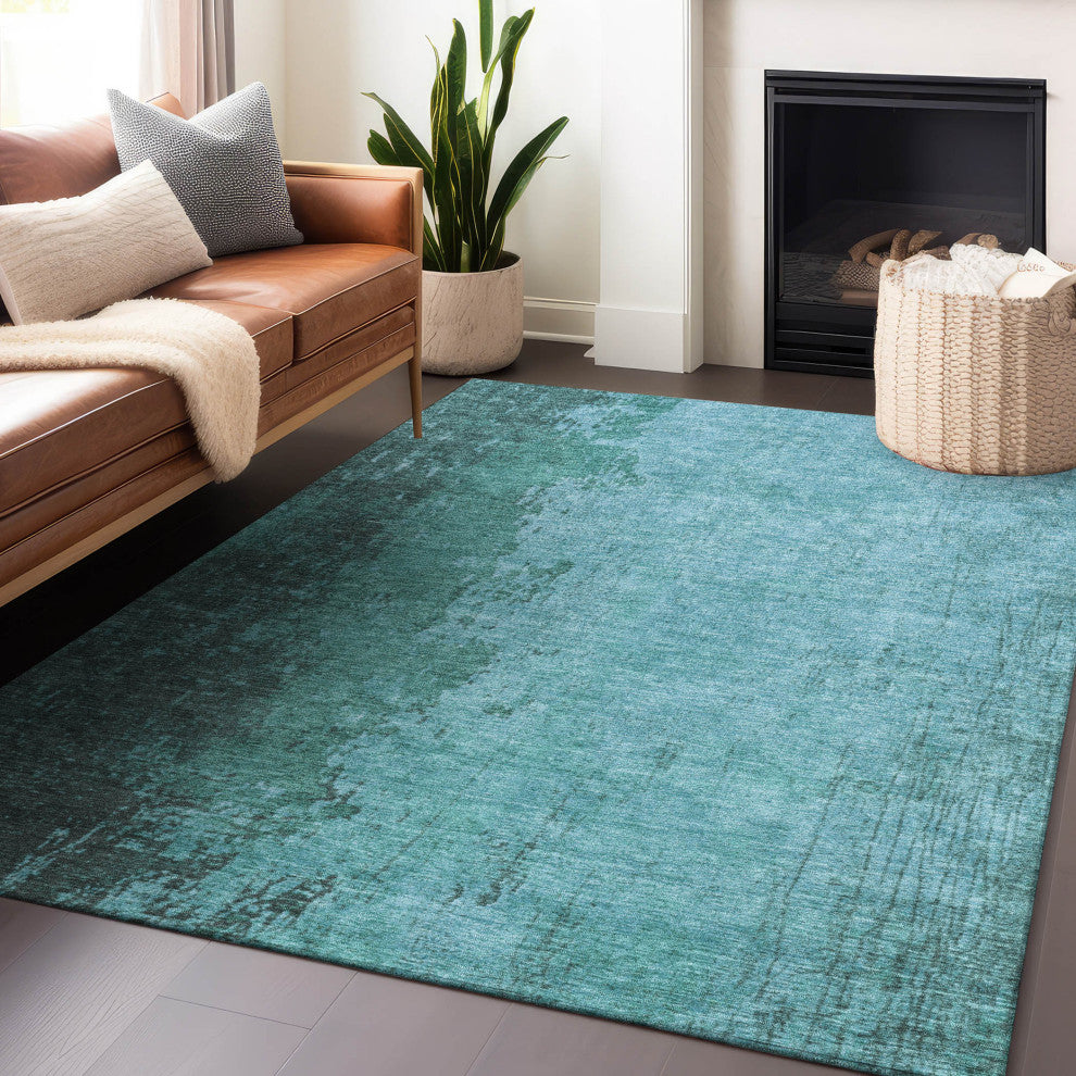 Machine Washable Indoor/Outdoor Chantille ACN1904 Teal 2'6" x 3'10" Rug