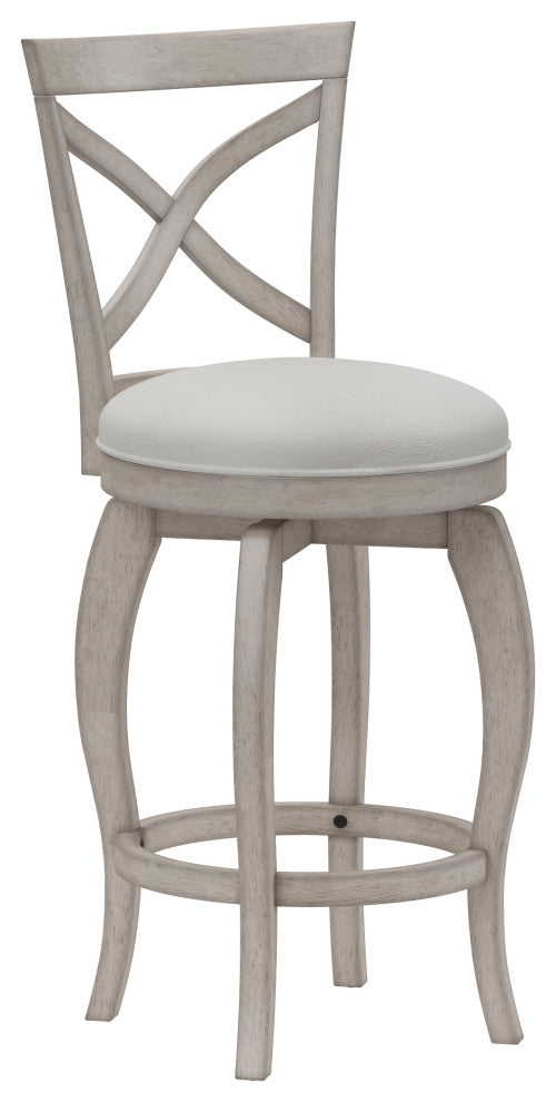Hillsdale Ellendale Wood Swivel Stool, Curved X-Back, Aged Gray, Counter Height