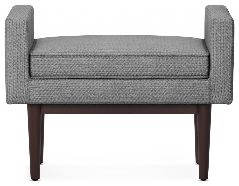 Scott Solid Hardwood Small Ottoman Bench, Pewter Grey