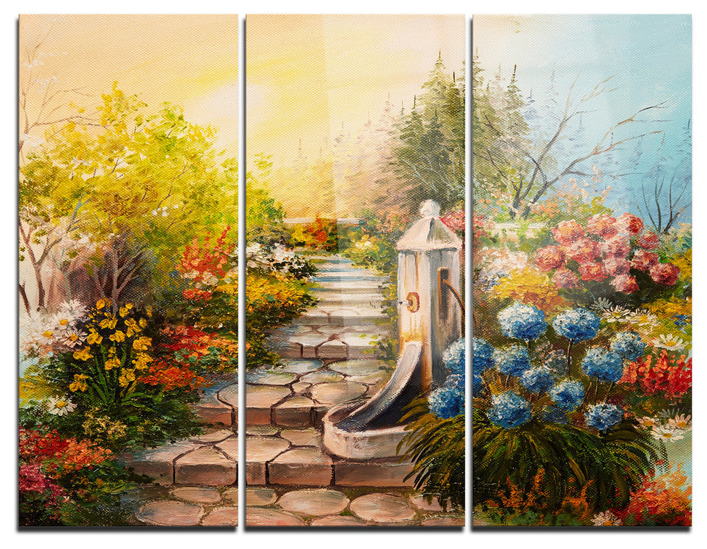 "Stone Stairs in Forest" Metal Wall Art, 3 Panels, 36"x28"