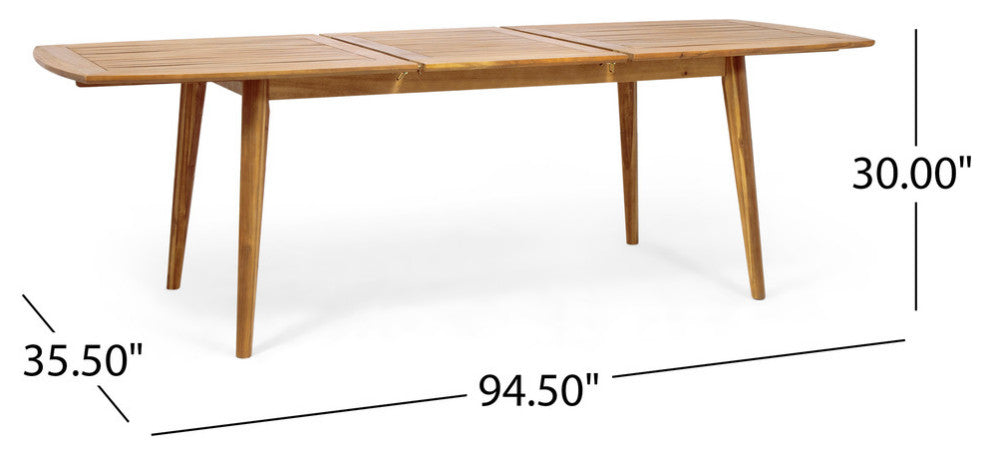 Candance Outdoor Acacia Wood Expandable Dining Table, Teak