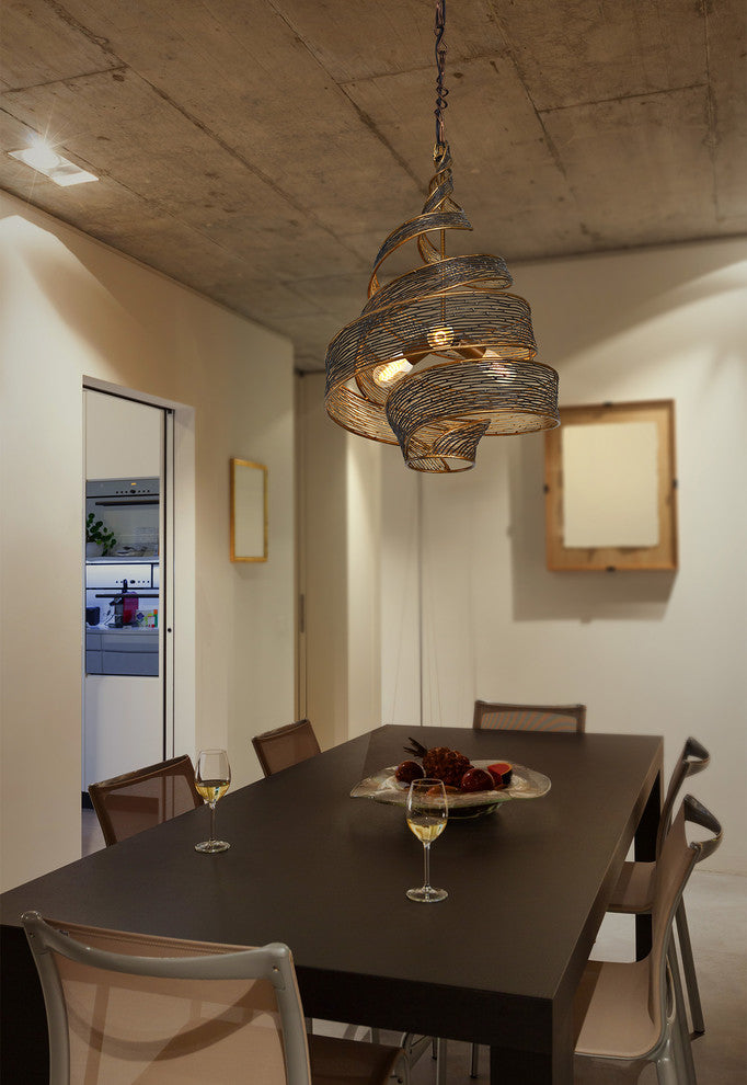 Flow 3-Light Twist Pendant, Hammered Ore