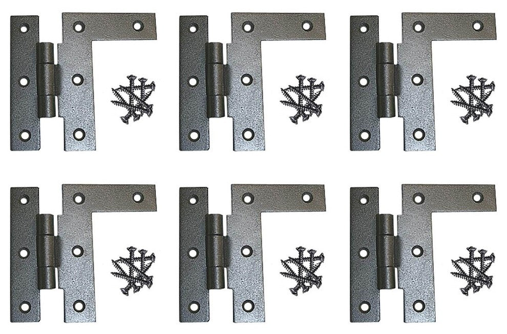 6  Offset H-L Cabinet Hinge Black Wrought Iron Left 3 1/2" H | RS