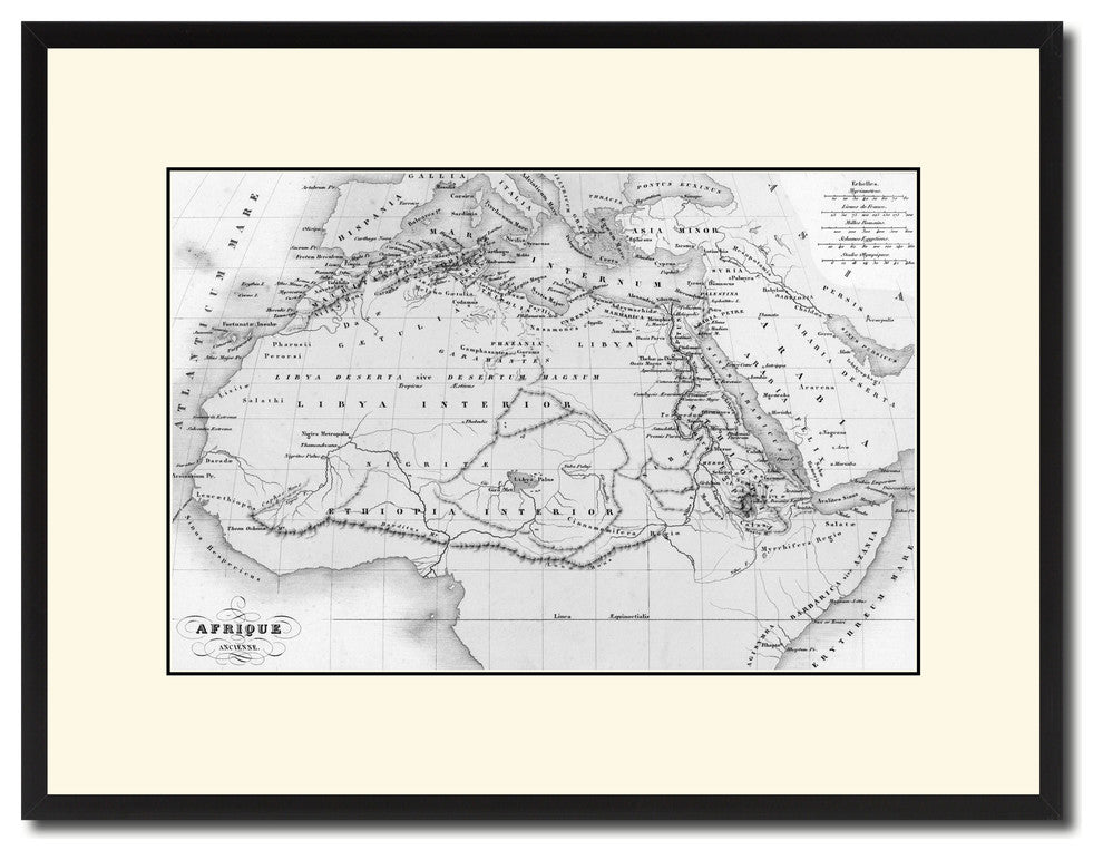 Ancient Africa Vintage B&W Map Canvas Print, 16"x21"