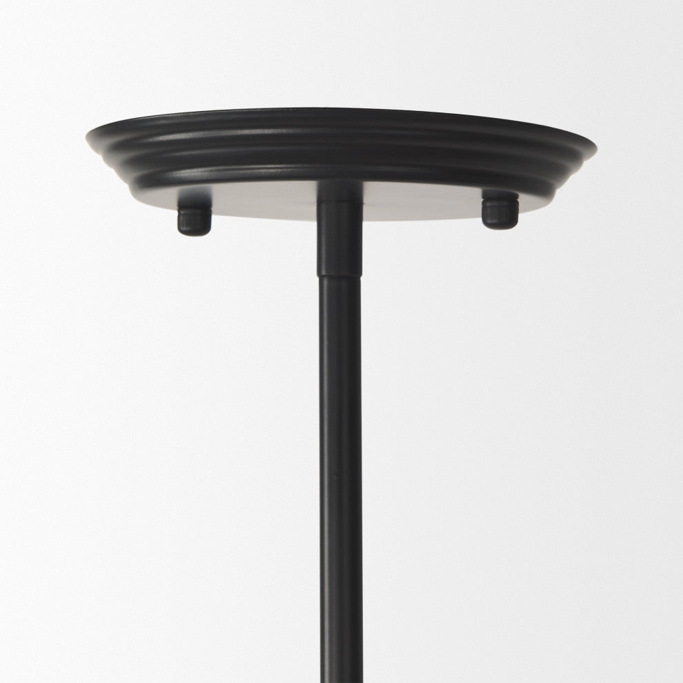 Farrah Frosted Glass Globe set, Matte Black Metal Pendant Ceiling Light