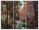 "Road Through Red Fall Forest" Photo Metal Wall Art, 3 Panels, 36"x28"