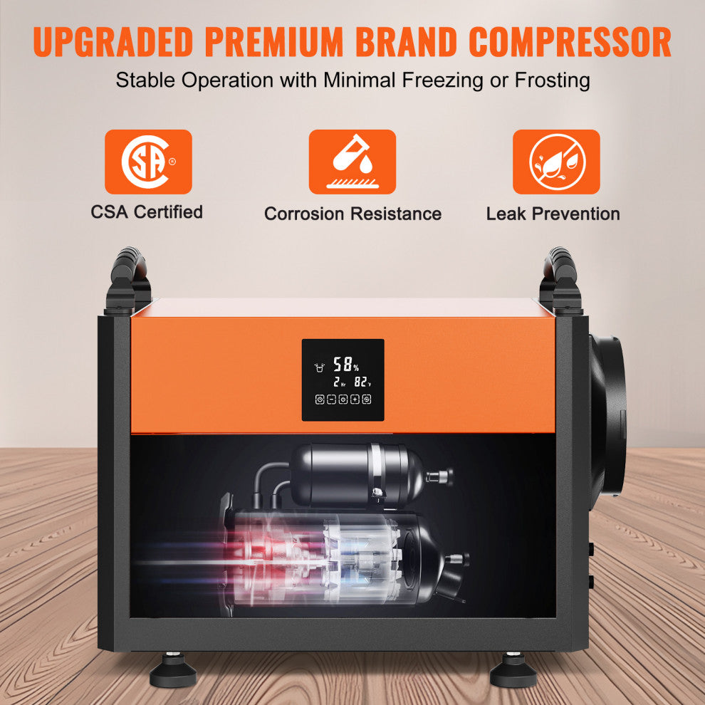 VEVOR 156 PPD Commercial Dehumidifier with Pump Drain Hose for Crawl Spaces