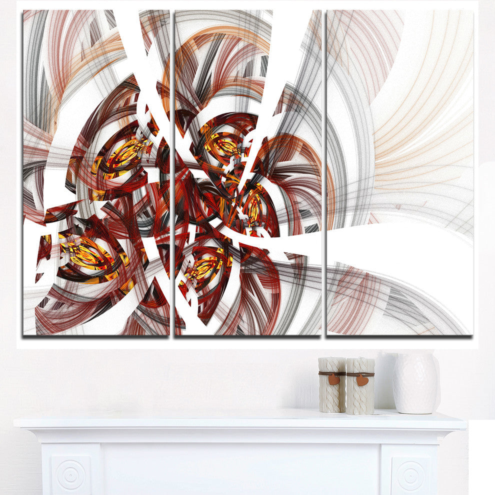 "Brown Symmetrical Fractal Flower" Metal Wall Art, 3 Panels, 36"x28"