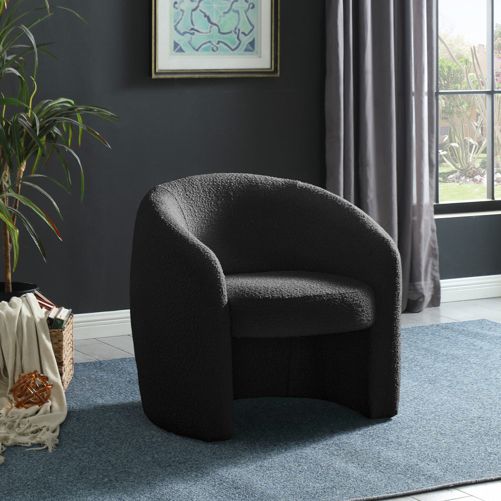 Acadia Boucle Fabric Upholstered Accent Chair, Black