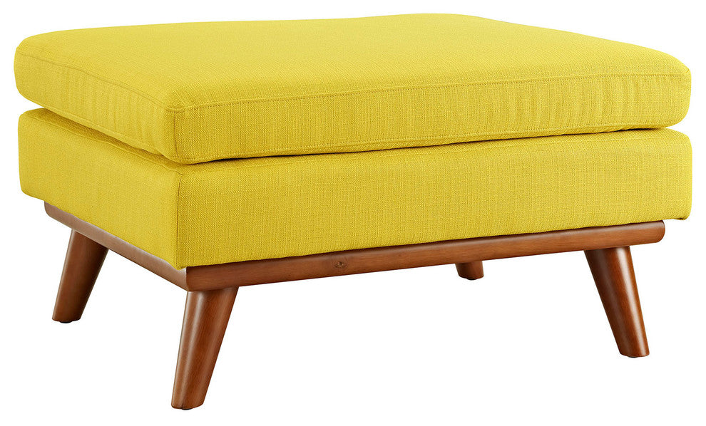 Modern Contemporary Fabric Ottoman , Yellow, Fabric