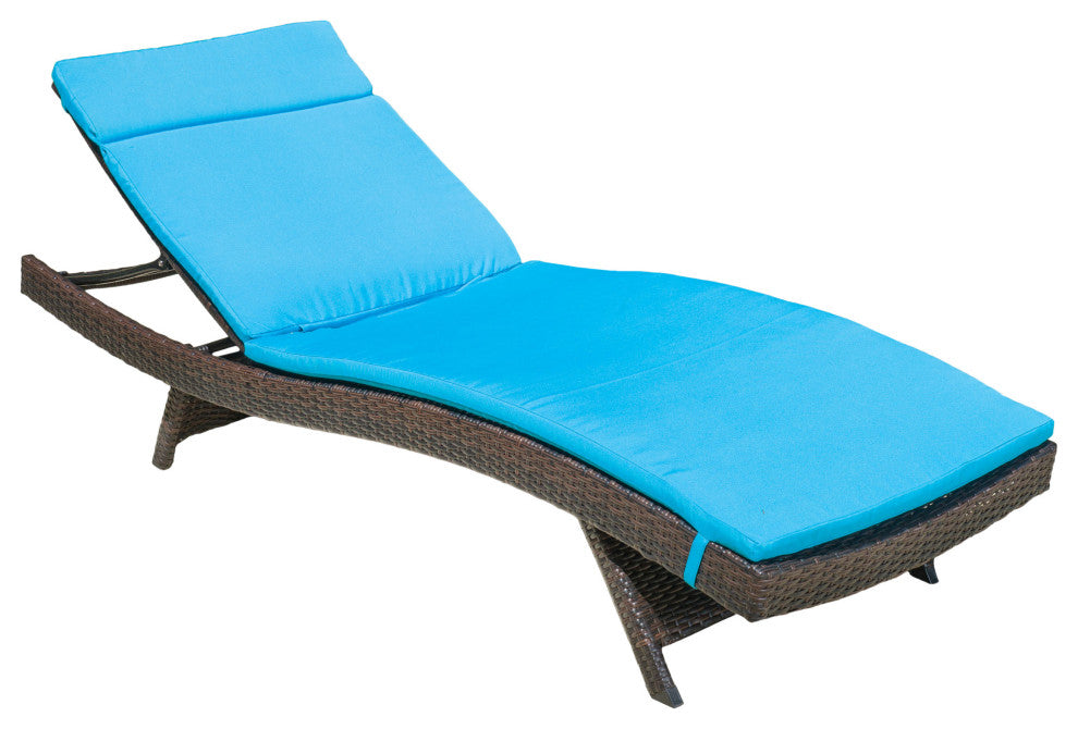 GDF Studio 3-Piece Lakeport Outdoor Adjustable Blue Chaise Lounge Chair Set