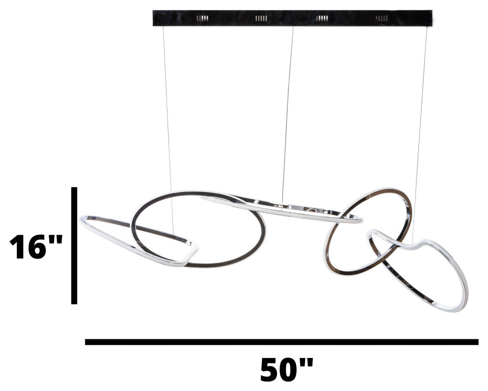 Seoul Integrated LED Dimmable Hoops Chandelier, Chrome, Without Smart Dimmer