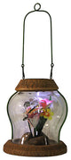 LED Lighted Solar Powered Outdoor Garden Lantern With Flowers, 7"