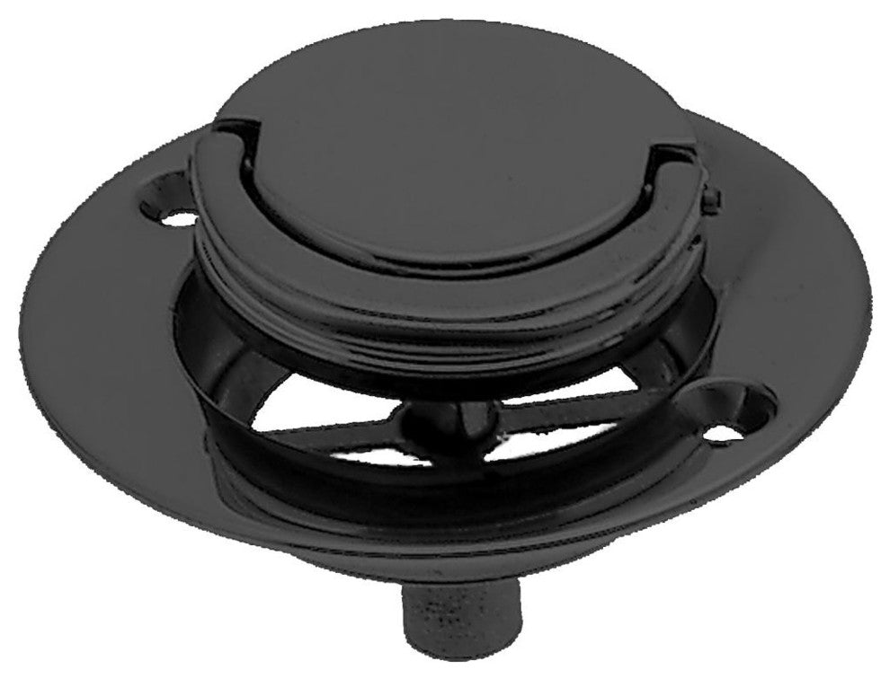 Roman Tub Drain Trim, 3-9/16" Od In Polished Brass, Powder Coated Flat Black