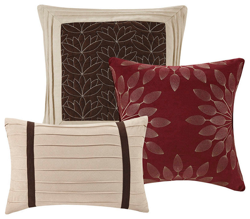 Madison Park Palmer Vera 7-Piece Microsuede Comforter Set, Red