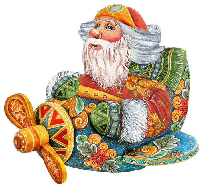 Aviator Santa, Wooden Decorative Holiday Door Hanger