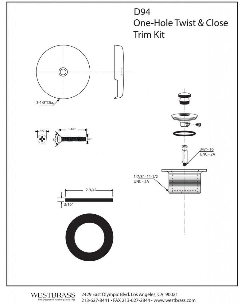 Twist & Close Tub Trim Set With One-Hole Overflow Faceplate, Polished Nickel