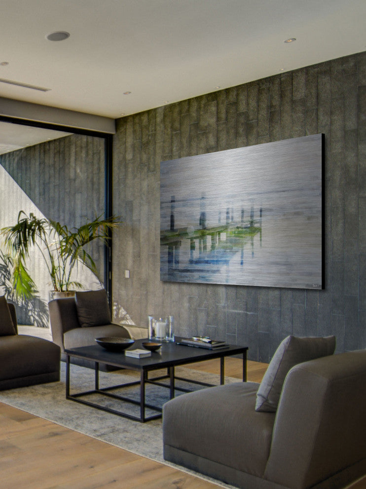 "Dock Mist" UV Ink Print on Brushed  Aluminum, 45"x30"