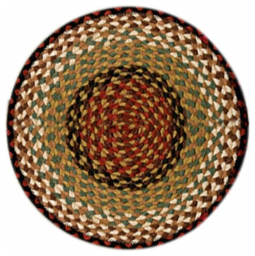 Burgundy/Mustard Jute Chair Pad 15.5"x15.5"