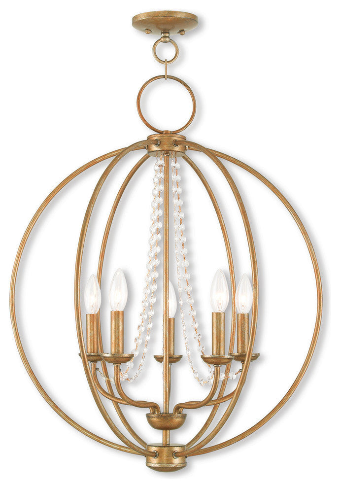 Arabella 5-Light Chandelier, Antique Gold Leaf
