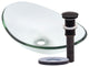 Chiaro Clear Oval Tempered Slipper Glass Vessel Bath Sink and Drain, Oil Rubbed Bronze