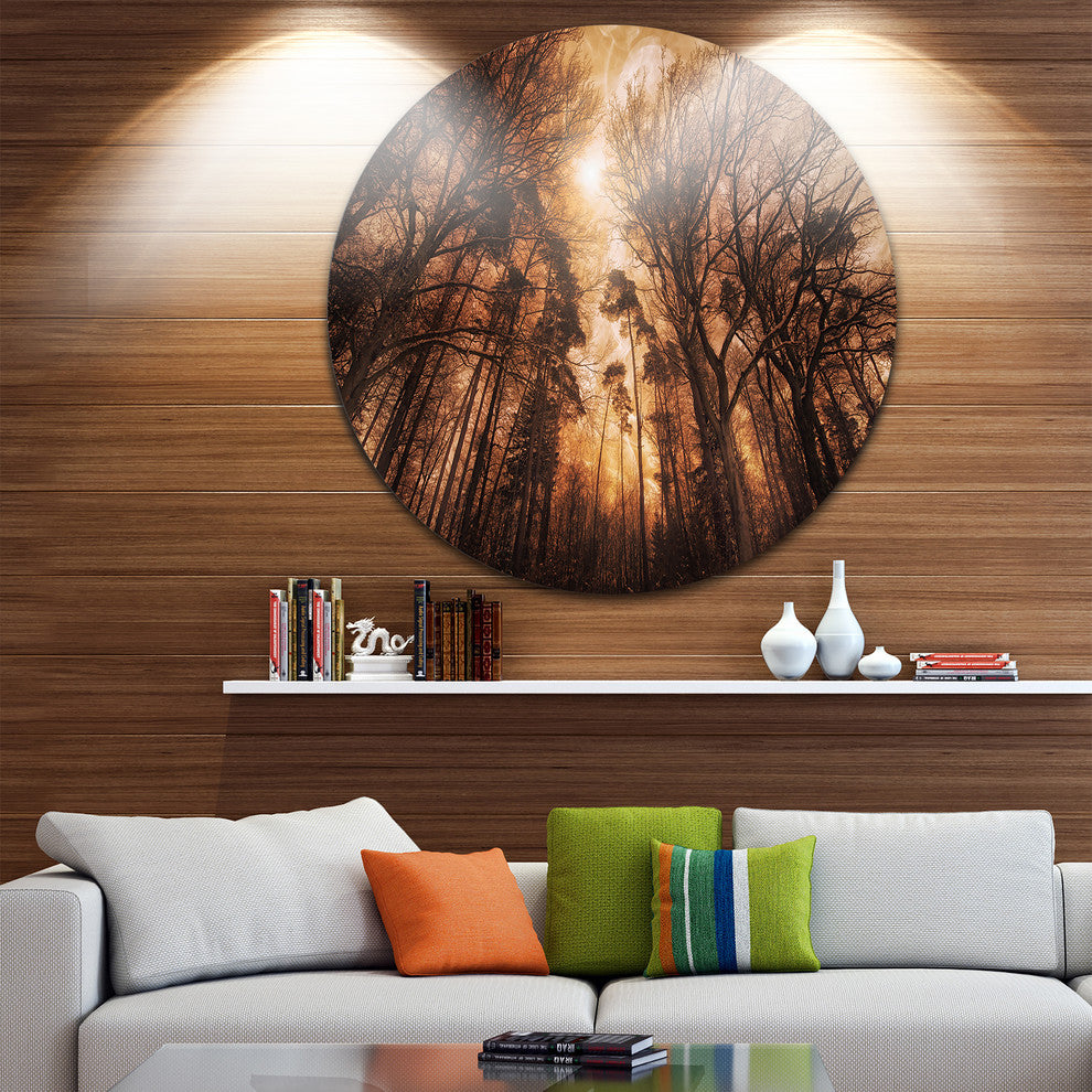 Picturesque Autumn Forest, Landscape Photo Disc Metal Wall Art, 36"