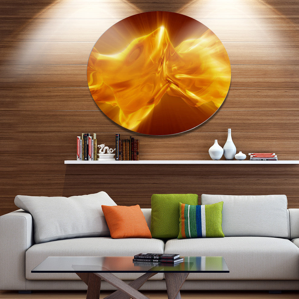 Plasmas And Liquid With Fiery Shine, Abstract Round Metal Wall Art, 36"