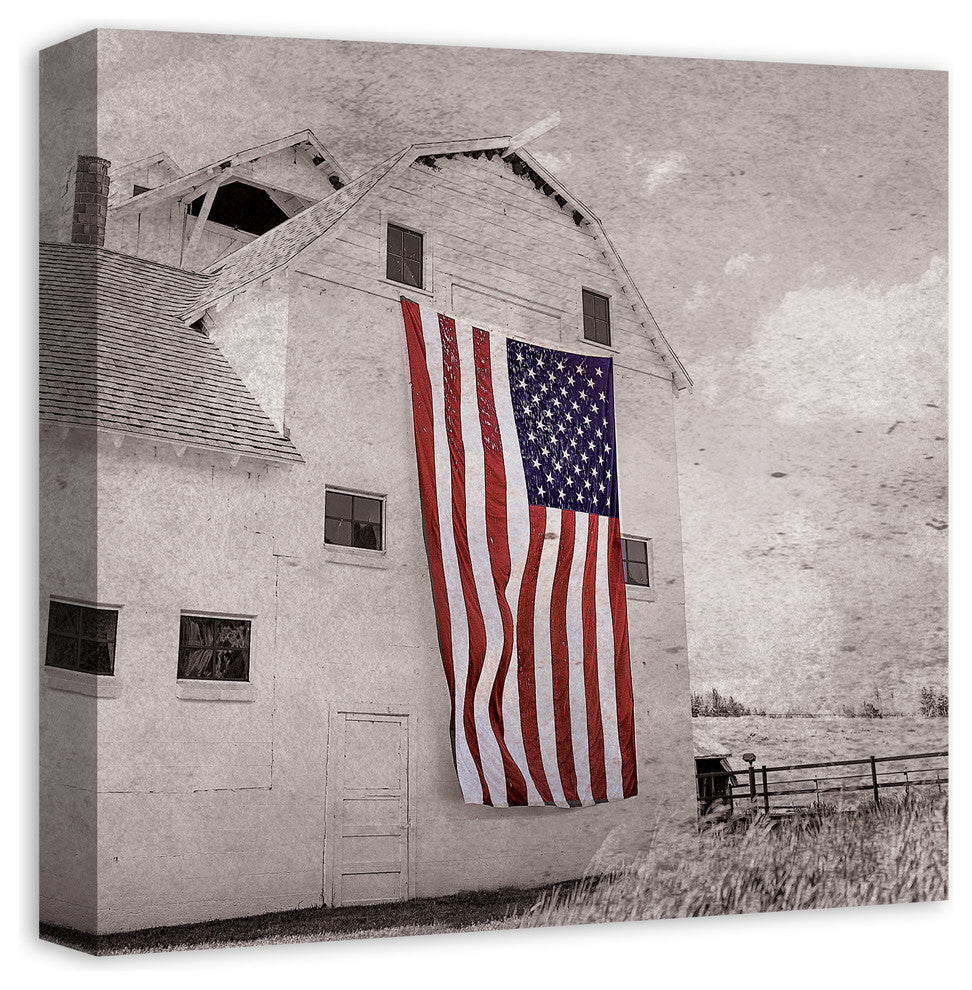 Patriotic Barn 16x16 Canvas Wall Art
