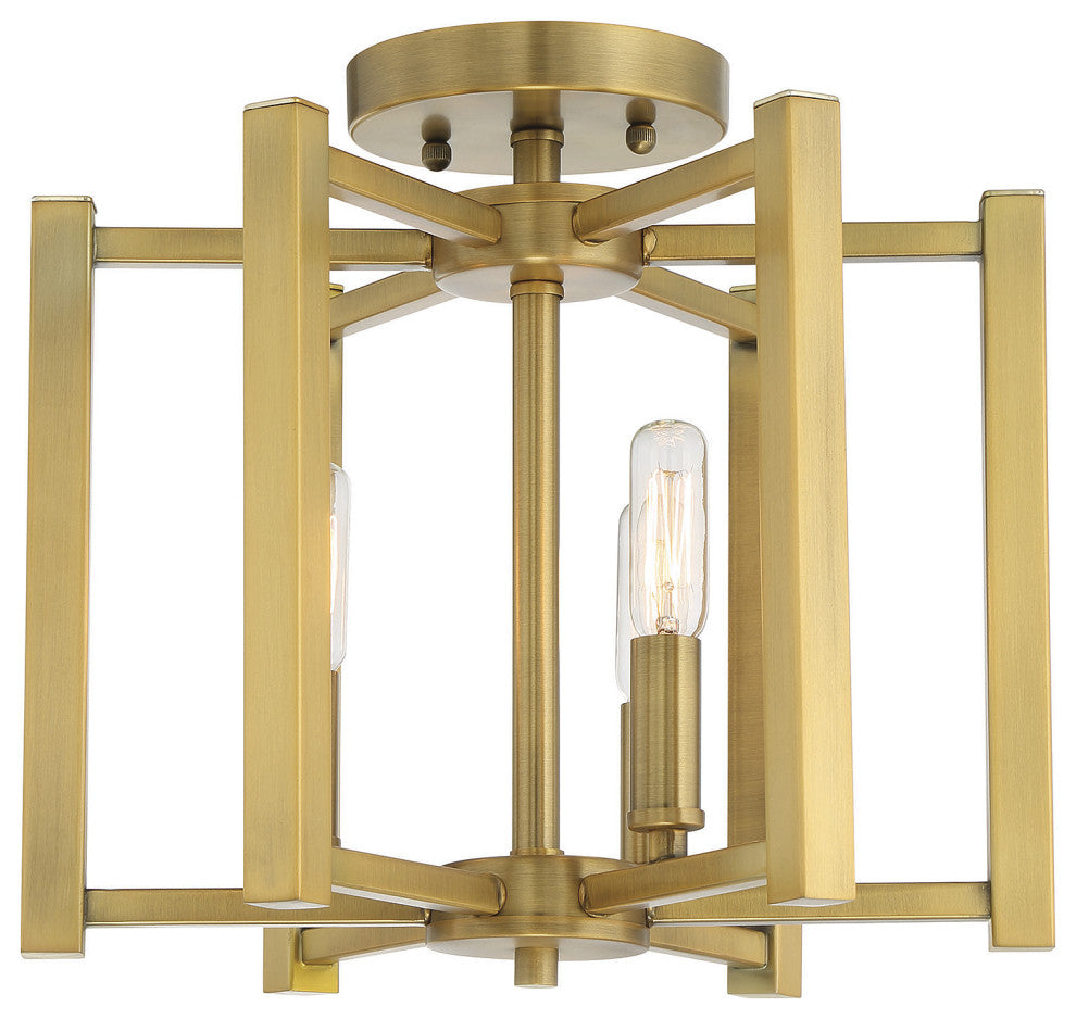 Benson 3-Light Warm Brass Semi-Flush