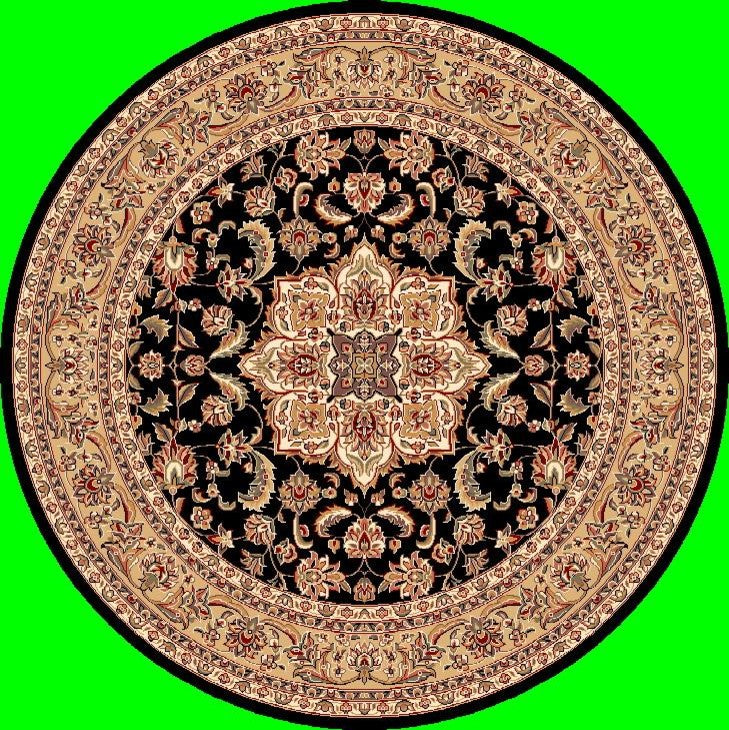 Cambridge 7327 Black, Beige Kashan Medallion, 7'7" Round