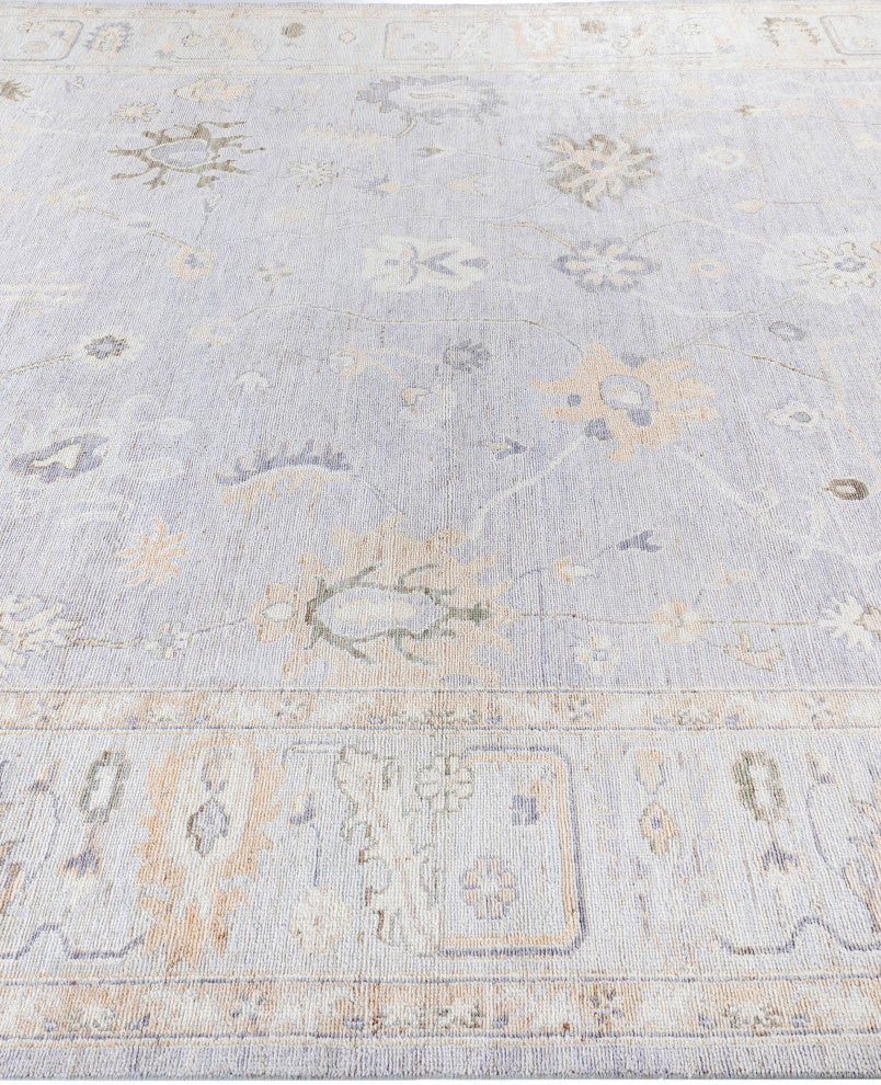 Oushak One-of-a-Kind Hand-Knotted Area Rug Light Gray, 9'2" x 11'10"