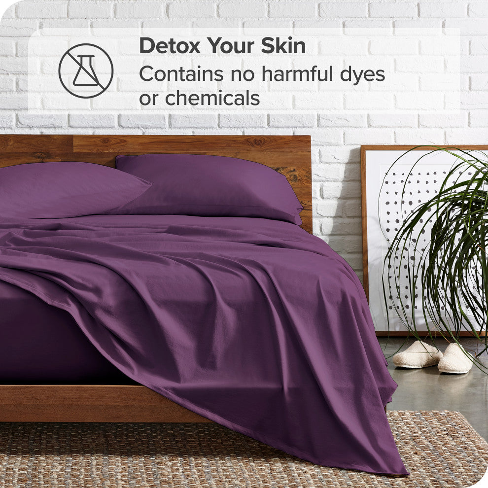 Bare Home 1800 Microfiber Sheet Set, Plum, Queen
