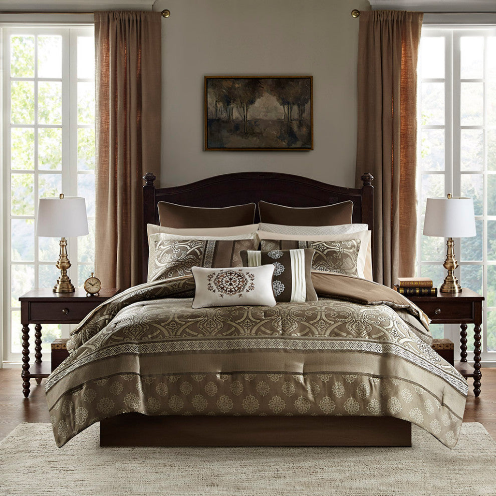 Madison Park Essentials Zara 16 Piece Jacquard Comforter Set