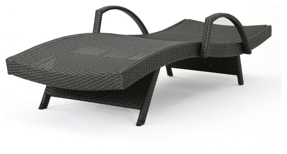 GDF Studio 3-Piece Soleil Outdoor Wicker Arm Chaise Lounges With Side Table, Set