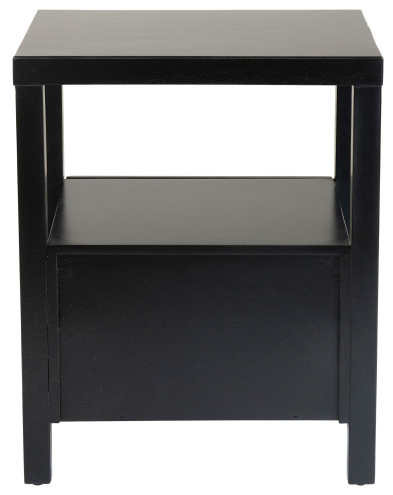 East at Main Westwood Brown Acacia Wood Square Accent Table, Black