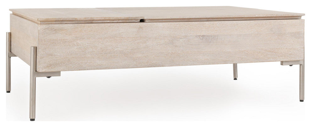 Rocklin Mango Wood Lift Top Coffee Table, White