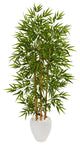 Nearly Natural 65� Multi Bambusa Bamboo Artificial Tree in White Planter